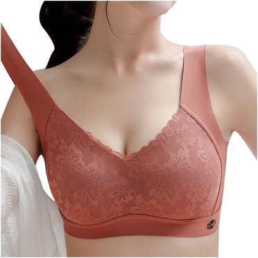Timegard Womens Wireless Bras Lace Full Support Back Smoothing Comfort Seamless Bras Daily Bralette