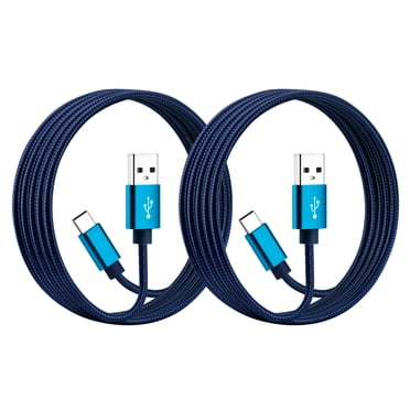 [2 Pack] Câble USB-C 3A Chargeur Rapide 6 Pieds, ROFAY Cordon de Chargement USB-A vers Type-C Compatible avec iPhone 16/15 Pro Max, Galaxy S25 S24 A71, S20 S10 S9 S8 Plus et Plus, Bleu