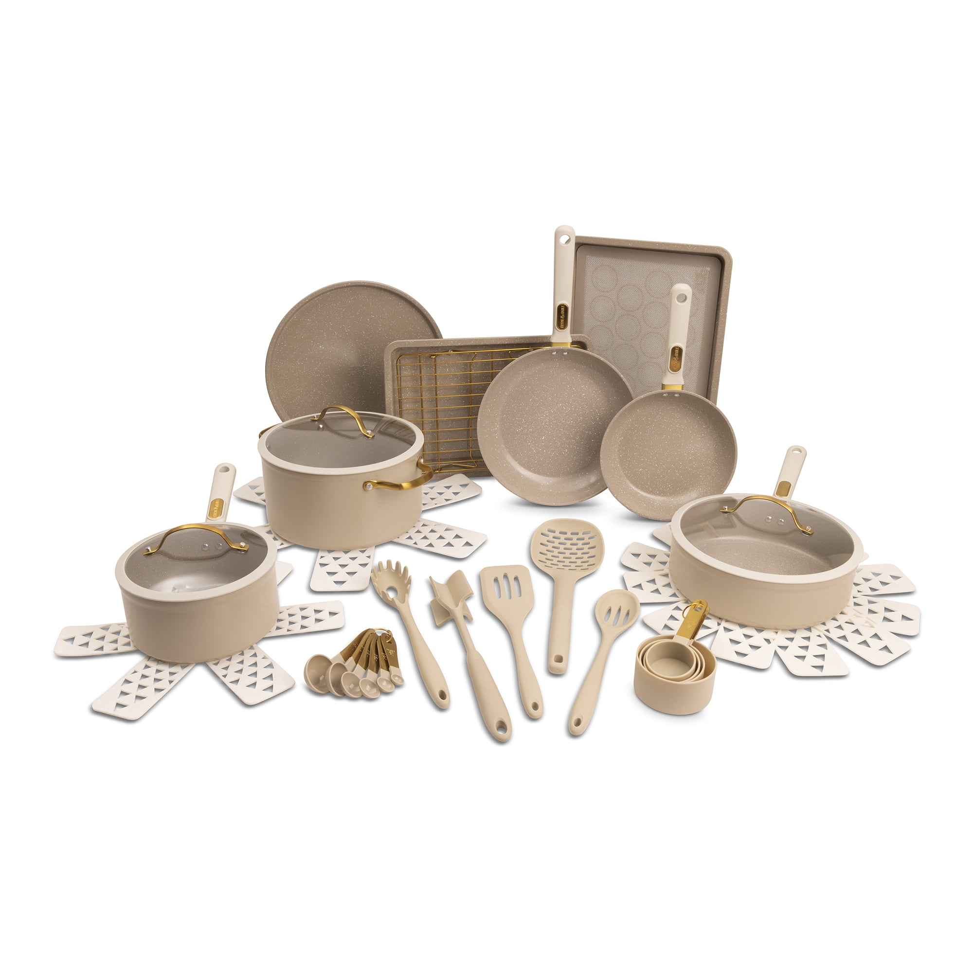 Thyme & Table 32-Piece Aluminum Cookware Set - Taupe