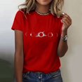 thumbnail image 1 of Hauts d'Été pour Femmes, Blouses Décontractées Habillées pour l'Entraînement 2024, T-Shirts à Imprimé Solaire pour Femmes, Col Rond, Manches Courtes, Rouge, 1 of 5