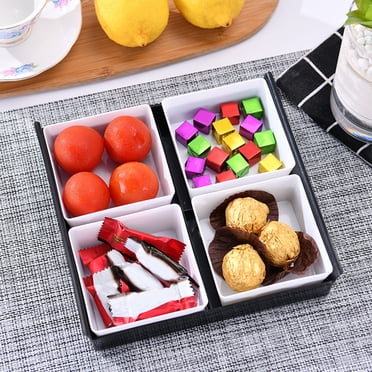 Vadktai Chip and Dip Bowl with Serving Tray, 4 Square Sauce Cups Dip Bowls for Parties, Serving Dishes for Entertaining Condiment Tray for Snacks, Appetizers, Sauces