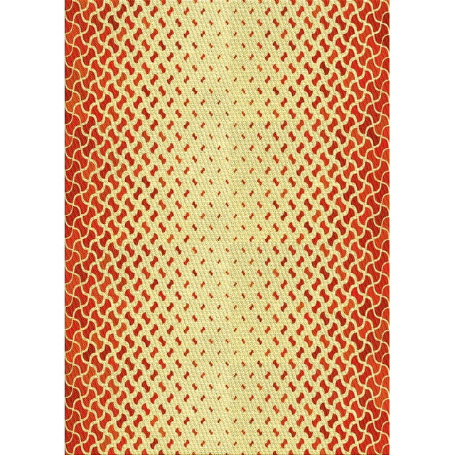 Ahgly Company Machine Washable Indoor Rectangle Transitional Orange Red Orange Area Rugs, 2' x 3'