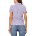 thumbnail image 3 of INSPIRE CHIC Chemise Imprimée pour Femme à Col Peter Pan, Boutonnée, Manches Bouffantes, Violet Floral TP, 3 of 6