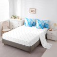 thumbnail image 4 of YST 7 Pcs Comforter Set Twin Size, Blue Marble Bed In A Bag With Flat Sheet And Fitted Sheet For Teens Adults, Stone Pattern Modern Golden Glitter Bedding Set With Pillowcases & Shams, 4 of 5