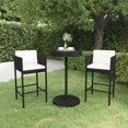 thumbnail image 1 of vidaXL Ensemble de Bar de Jardin 3 Pcs avec Coussins en Rotin Poly Noir, 1 of 5
