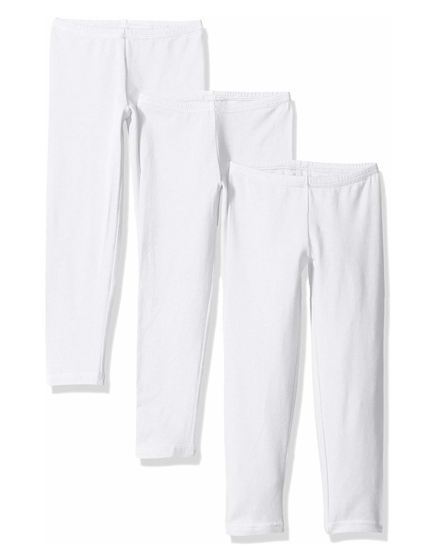 Hanes Girls Jersey Legging 3-Pack, S, White
