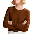 thumbnail image 1 of ManxiVoo Chandail à Capuche Tricoté à Manches Longues et Col Rond pour Femmes pour Automne Hiver Tenue Décontractée Taille g Marron, 1 of 5