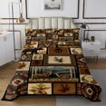 thumbnail image 1 of Erosebridal Ensembles de Courtepointe Style Ferme avec Cerf et Orignal pour Lit Simple, Ensemble de Literie Patchwork Boho Aztèque, Décor Rustique pour la Chambre, Microfibre 2 Pcs, 1 of 5