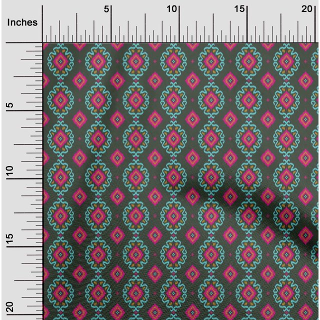 oneOone Viscose Jersey Fabric Diamond & Swirl Ikat Print Sewing Fabric BTY 60 Inch Wide