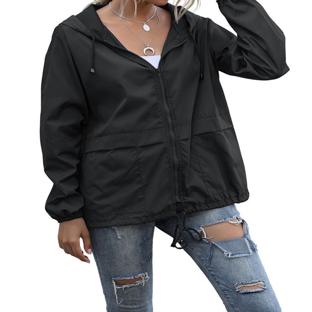 Alsol Imperméables pour Femmes Vestes Légères Coupe-Vent Pliables pour Randonnée en Plein Air avec Capuche