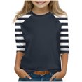 thumbnail image 1 of SERTG T-Shirt Mode Enfant Col Rond Manches 3/4 Imprimé Col Rond pour Été et Printemps 4-15 Ans (Noir4,13 Ans), 1 of 7