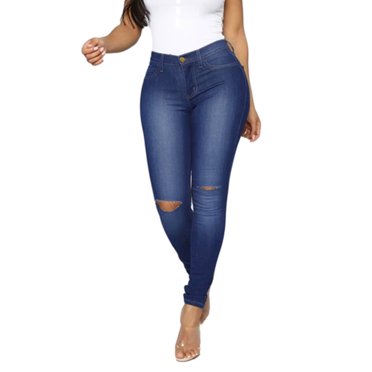 Bigersell Jeans Womens Cropped Jeans Discount Ladies Bell Bottom Jeans Capris Denim Pants Button Closure Ripped Female Plus Size Jeans Straight Mid Waist Ankle Length Pants Style J-240 Navy S