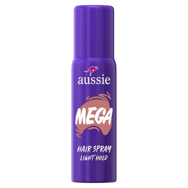 Aussie Vaporisateur Capillaire Méga Flexible d'Essai pour Cheveux Bouclés, Cheveux Raides et Cheveux Ondulés en Vaporisateur Violet compact avec Capuchon Assorti, Offrant une Tenue Légère et un Coiffage Flexible. Ce Vaporisateur Sans Cruauté Convient à Tous les types de Cheveux et a un Parfum d'Agrumes Frais.