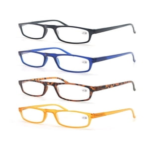 MODFANS Reading Glasses +2.0-4 Pairs Fashion Readers Narrow Frame Spring Hinge for Men Women