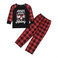 thumbnail image 1 of Kmbangi Christmas Family Pajamas Set, Plaid Letter Print Tops+Pants/Romper, 1 of 8