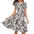 thumbnail image 2 of Ketyyh-chn99 Robes Maxi pour Femmes Grande Taille Robe Mini Robe de Fête Robe d'Été Manche à Volants Ample Fluide Plissée Robe Mini D,2TG, 2 of 5