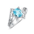 thumbnail image 3 of RYLOS Rings for Women Sterling Silver Greek Key Designer Ring 9X7MM Gemstone & Diamond Ring December Blue Topaz Jewelry Size 5, 3 of 7