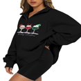 thumbnail image 3 of Women‘s Christmas Loose Pullover  Long Sleeve Quarter Zip Sweatshirt, 3 of 9