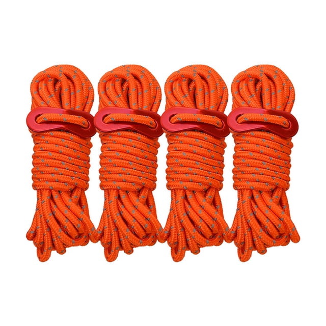 S SERENABLE 4pcs Reflective Guyline Tent Gazebo Rope Cord Fastener Tensioner Outdoor Camping Orange