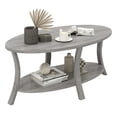 thumbnail image 1 of Gymax Table Basse Ovale à 2 Niveaux avec Tablette de Rangement, Table d'Appoint en Bois de Caoutchouc pour Thé, 1 of 10