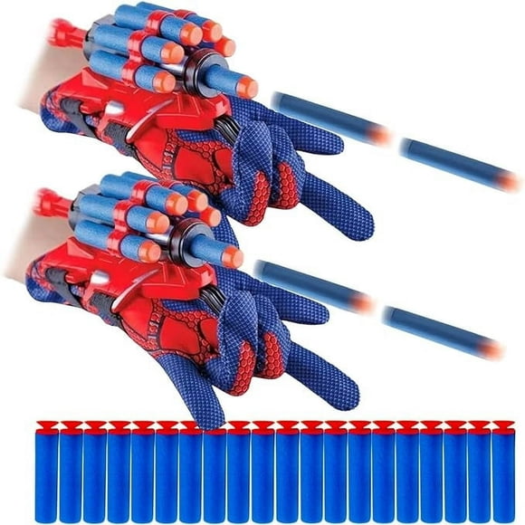 EIGTHTAIL 2 Sets Spider Web Shooters Cosplay Launcher Gloves with Wrist Toy Set Hero Webs Shooter for Kids