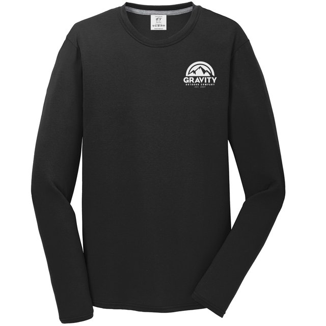 Gravity Outdoor Co. Performance Long Sleeve Shirt - Jet Black - White Logo - 2XL