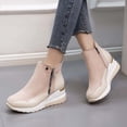 thumbnail image 4 of Bottes Rétro Unies pour Femmes à Empiècements, Semelle Épaisse, Talons Hauts, Bout Rond, Bottes Décontractées, 4 of 5