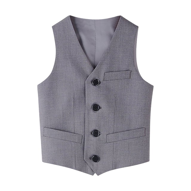 Sunnyoo Gilet de Costume Formel pour Garçon, Gilet de Robe Uni Sans Manches à Boutons