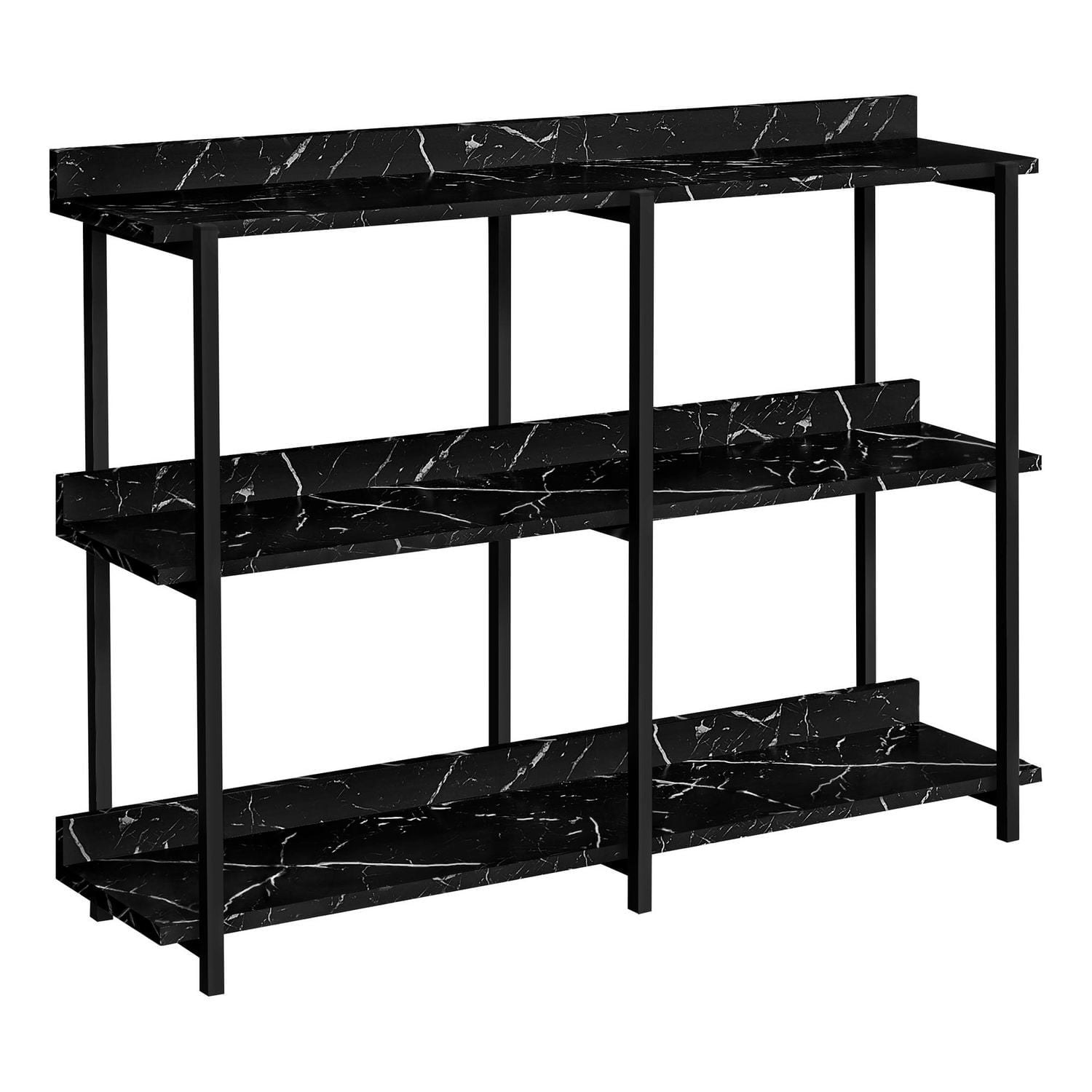 Monarch Specialties Table D'appoint, Console, Entrée, Étroit, Sofa, Salon, Chambre À Coucher, Métal, Stratifié, D'aspect Marbre Noir, Contemporain, Moderne