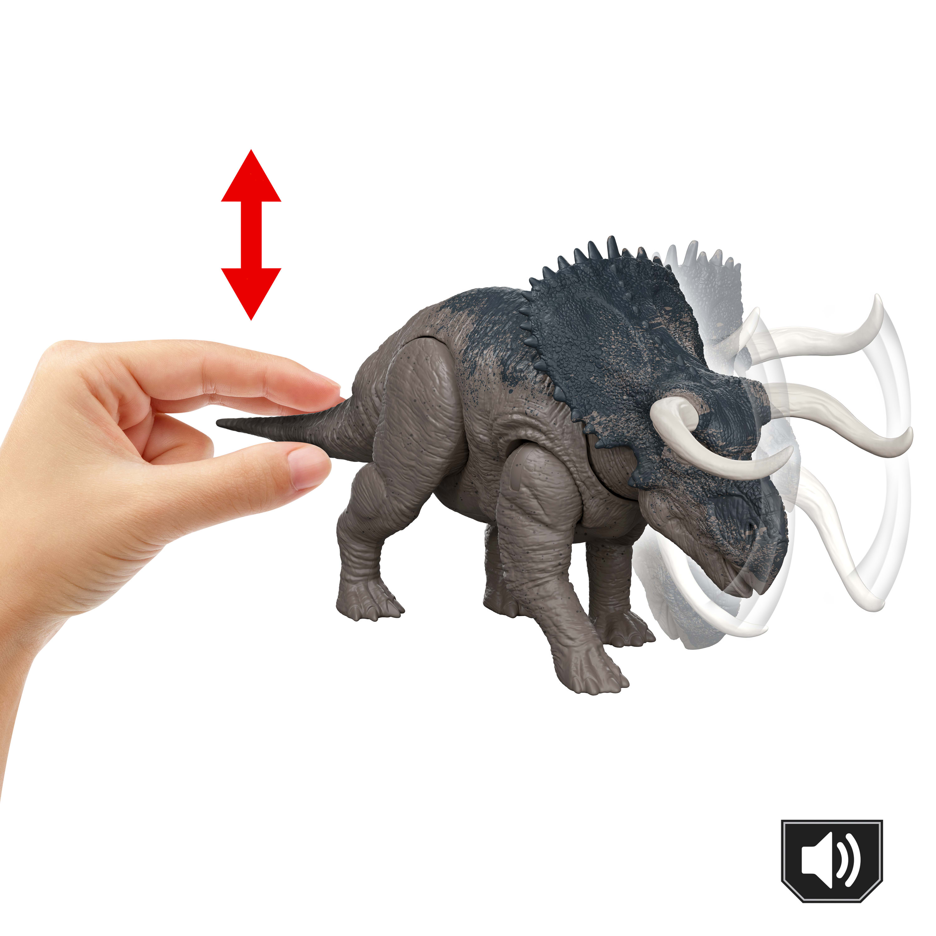 Jurassic World-Nasutoceratops-Figurine articulée avec attaque et son