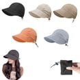 thumbnail image 4 of Beige Womens Wide Brim Sun Hat Foldable Bucket Cap Outdoor Upf Protection Breathable Sport Hat In Beige Cloth, 4 of 4