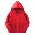 thumbnail image 2 of Milgrthf Unisexe Garçons Filles Chandails d'Automne Sport Décontracté Manches Longues Fermeture Éclair Complète Mignon Col Ras du Cou Basique Couleur Unie Chandails à Capuchon Chandail avec Poche Rouge 7-8 Ans, 2 of 5