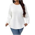 thumbnail image 1 of Timegard Plus Size Tops for Women Long Sleeve Round Neck Blouse Fall Casual Tunic Tops Solid Color, 1 of 8
