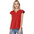 thumbnail image 2 of INSPIRE CHIC Blouse Haut pour Femme à Col en V, de Travail Décontracté, à Manches Courtes, 2 of 6