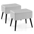 thumbnail image 1 of Costway 2 PCS Velvet Vanity Stool Ottoman with Storage Solid Wood Legs Flip-Up Top Gray, 1 of 9