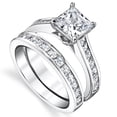 thumbnail image 2 of Womens 4.3 Carats Sterling Silver Bridal-Set Engagement Wedding Ring Cubic Zirconia 8MM, 2 of 7