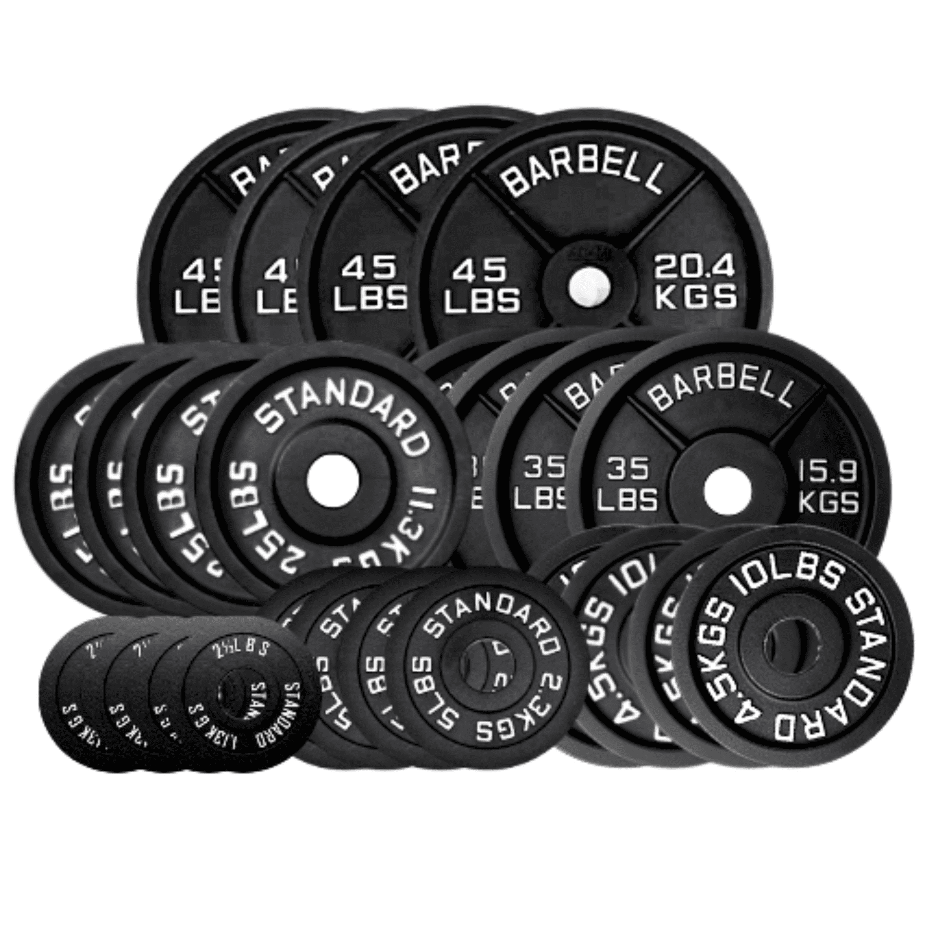 HAJEX Standard Cast Iron Round Weight Plates Set 1 inch - 490LB Set - (2.5LB, 5LB, 10LB, 25LB, 35, & 45LB)