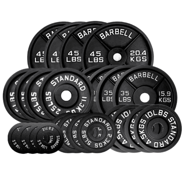 HAJEX Ensemble de Plaques de Poids Rondes en Fonte Standard 1 Pouce - Ensemble de 490 Lb - (2,5 Lb, 5 Lb, 10 Lb, 25 Lb, 35 et 45 Lb)