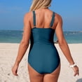 thumbnail image 4 of Swimsuit for Women Sleeveless V-Neck Push-Up Padded One-Piece with Tummy Control, Adjustable Straps and Ruching in 5 Colors for Plus Size, 4 of 7