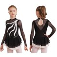 thumbnail image 1 of TiaoBug Girls Stylish Mesh Splice Rhinestone Figure Ice Skating Dress Long Sleeves Ballet Dance Tutu Dress White 10, 1 of 7