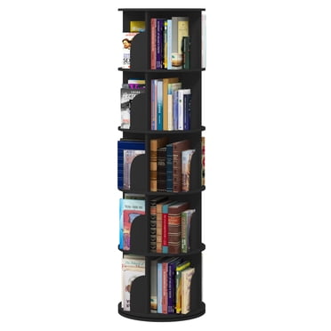 TOYTEXX 5-Tier 360° Rotating Stackable Bookshelf Organizer for Adults&Childern – Home & Office Use- Black
