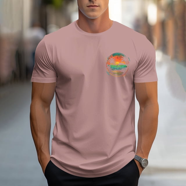 Styesk T-Shirts pour Homme Mode Décontractée Hommes T-shirt de Sport Imprimé Manches Courtes Col Rond Chemisiers Chemises