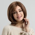 thumbnail image 3 of Coiffeuse Courte Brune Droite Synthétique pour Cosplay Quotidien Fête Cosplay, 3 of 8