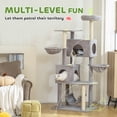 thumbnail image 4 of PawHut 66 Inch Cat Tree with 2 Door Condos, 3 Big Hammocks, Light Grey, 4 of 10