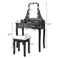 thumbnail image 2 of Gymax Vanity Dressing Table Set w/Removable Box &10 Dimmable Bulbs Touch Switch Black, 2 of 10