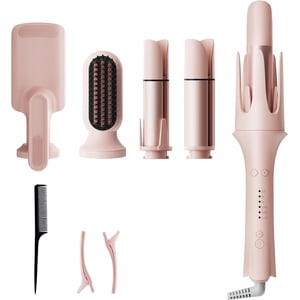 5-in-1 Set de fer à curling automatique, Styler de cheveux interchangeable avec 3 Barres tournantes, brosse à redresseur & Wave Wand pour tous les types de cheveux, double tension