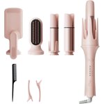 5-in-1 Set de fer à curling automatique, Styler de cheveux interchangeable avec 3 Barres tournantes, brosse à redresseur & Wave Wand pour tous les types de cheveux, double tension