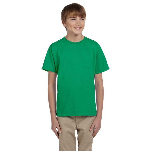 Hanes 5370 T-Shirt à Manches Courtes pour Garçons - Vert Kelly - Très Grand