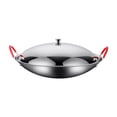 thumbnail image 1 of veasfak Poêle de Cuisson en Acier Inoxydable Wok à Double Poignée pour Barbecue Restaurant Hôtel 9 Pouces avec Couvercle, 1 of 9