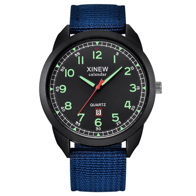 WIFKLSIIPG Montre à Quartz Analogique pour Homme en Nylon Étanche avec Date Montres-Bracelets à Quartz